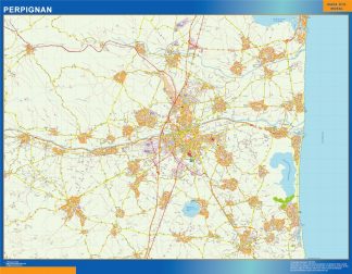 Mapa Perpignan en Francia plastificado gigante