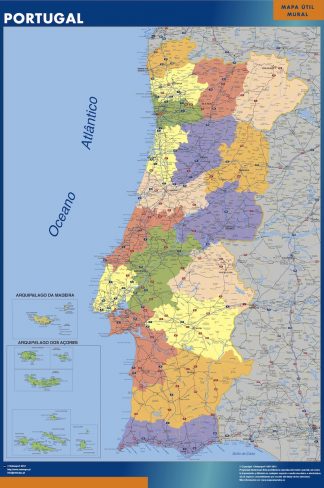 Mapa Portugal plastificado plastificado gigante