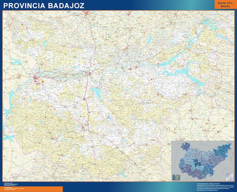 Mapa Provincia Badajoz plastificado gigante