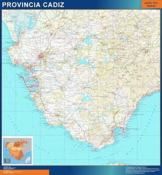 Mapa Provincia Cadiz plastificado gigante