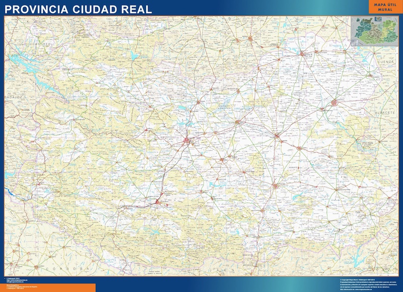 Mapa Provincia Ciudad Real plastificado gigante