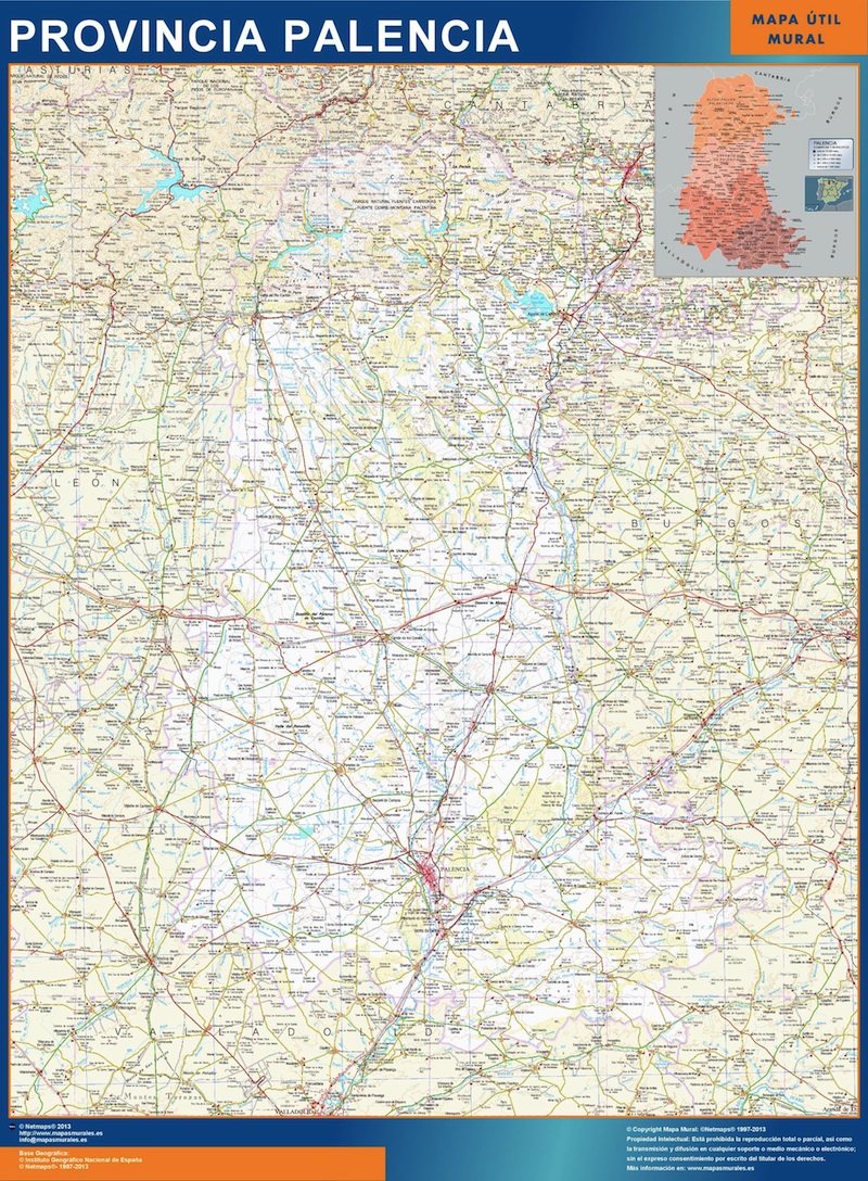 Mapa Provincia Palencia plastificado gigante