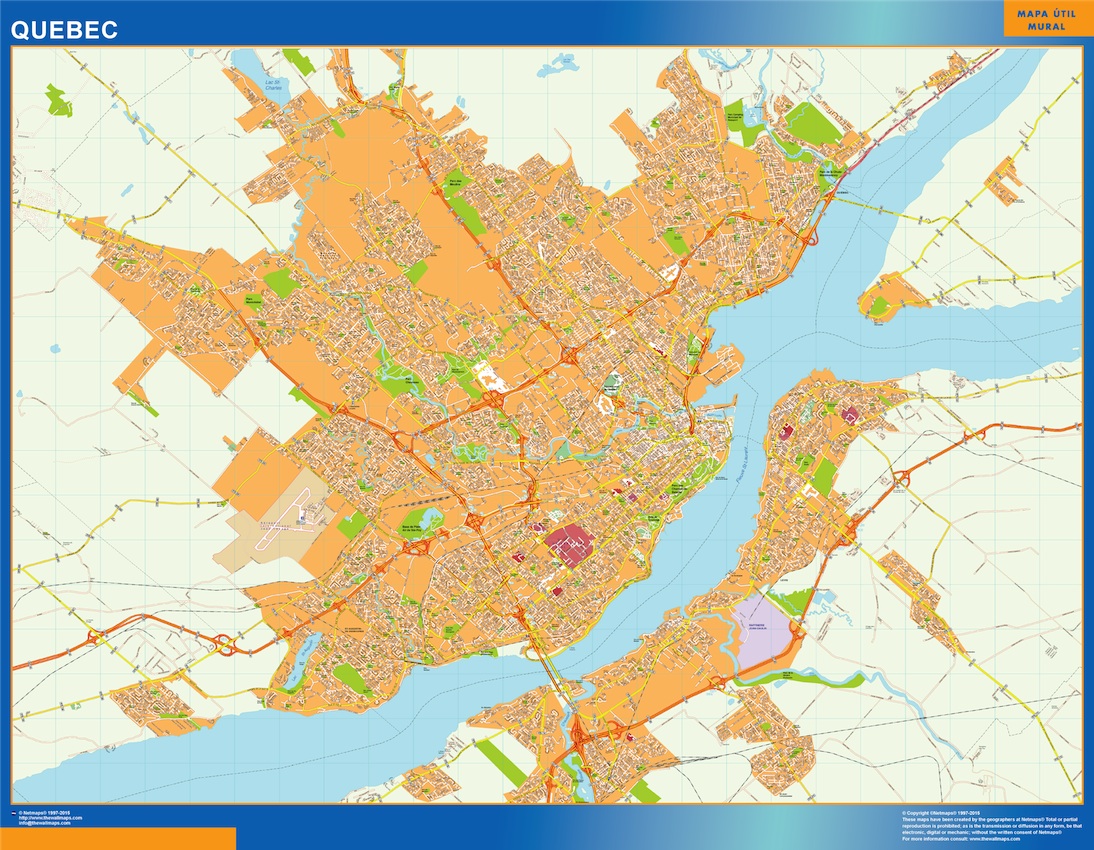 Mapa Quebec en Canada plastificado gigante