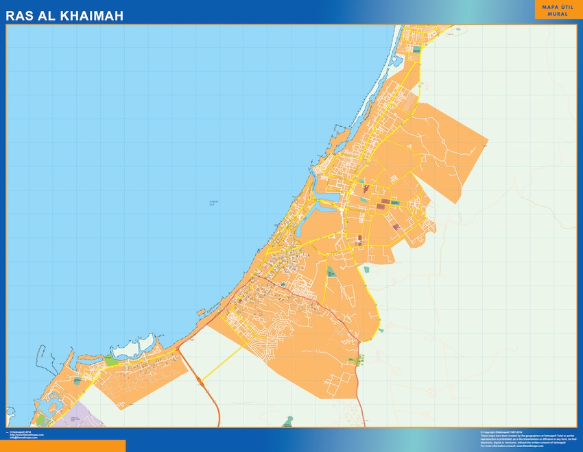 Mapa Ras Al Khaimah plastificado gigante