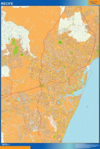 Mapa Recife Brasil plastificado gigante