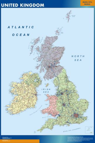 Mapa Reino Unido plastificado gigante