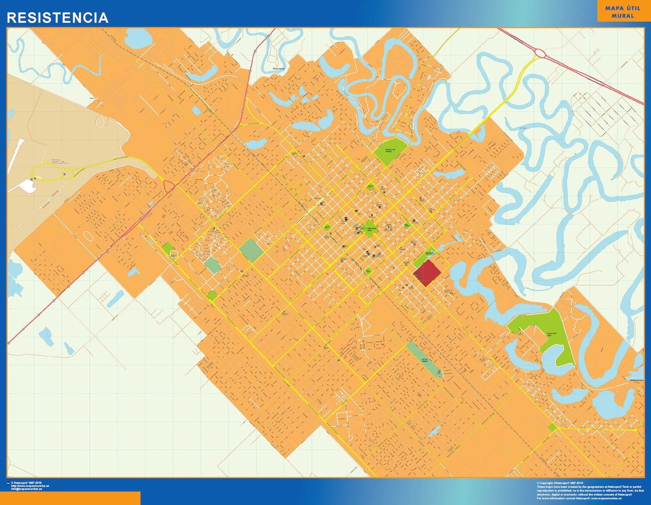 Mapa Resistencia en Argentina plastificado gigante