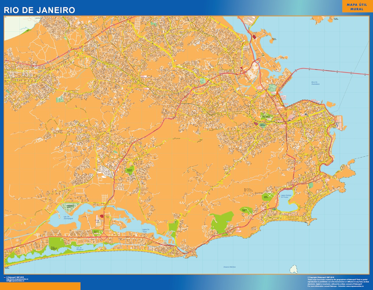 Mapa Rio de Janeiro Brasil plastificado gigante