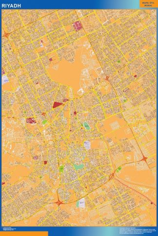 Mapa Riyadh en Arabia Saudita plastificado gigante