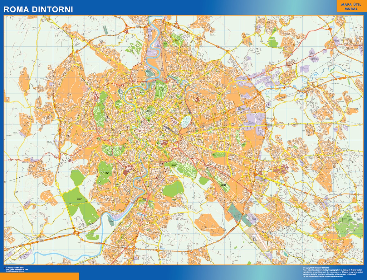 Mapa Roma Dintorni plastificado gigante