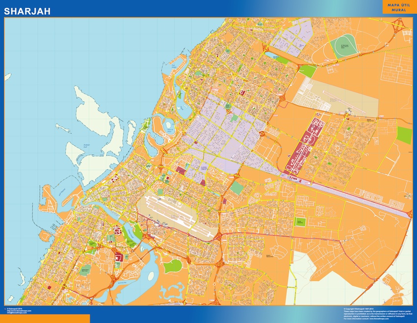 Mapa Sharjah plastificado gigante