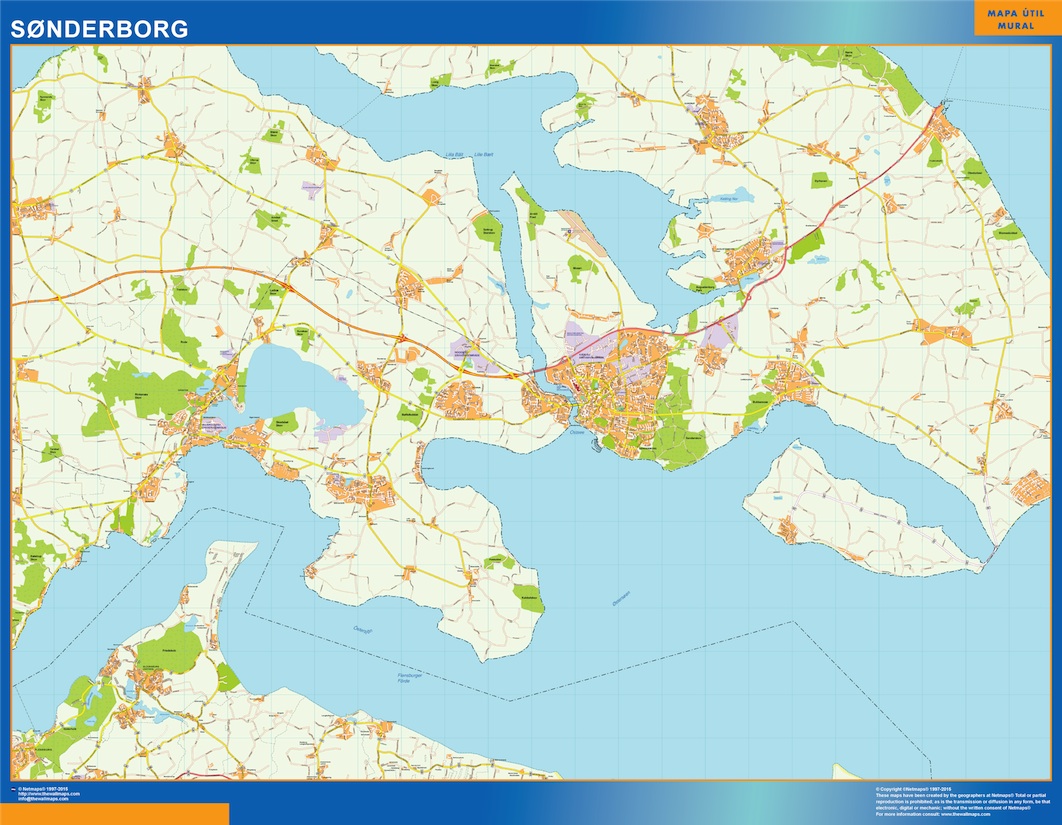 Mapa Sonderborg en Dinamarca plastificado gigante