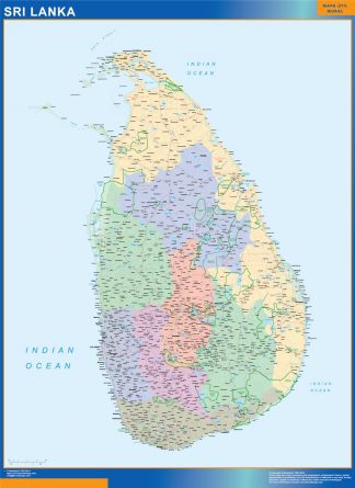 Mapa Sri Lanka plastificado gigante
