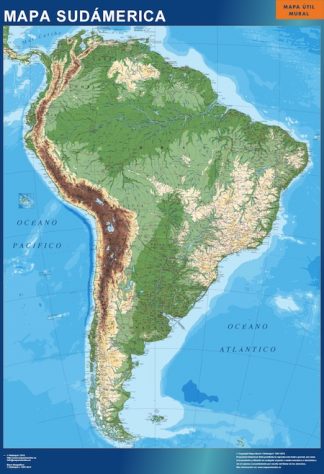 Mapa Sudamerica físico plastificado gigante