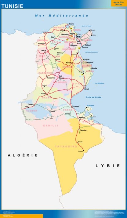 Mapa Tunez plastificado gigante