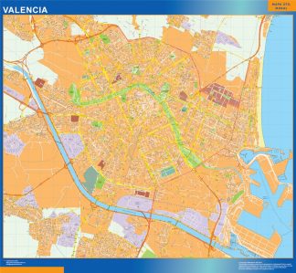Mapa Valencia callejero plastificado gigante
