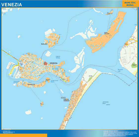 Mapa Venezia plastificado gigante