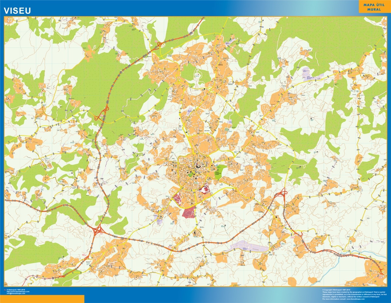 Mapa Viseu en Portugal plastificado gigante