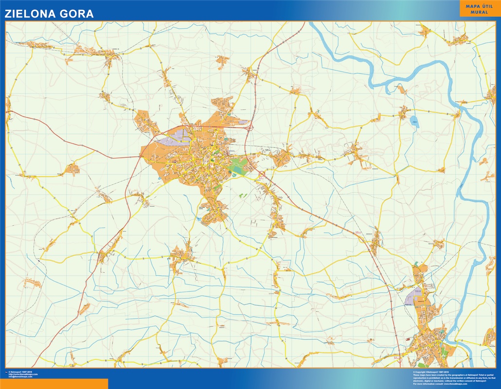 Mapa Zielona Gora Polonia plastificado gigante
