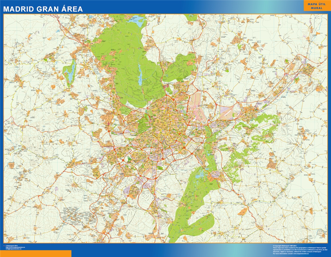 Mapa carreteras Madrid Gran Area plastificado gigante