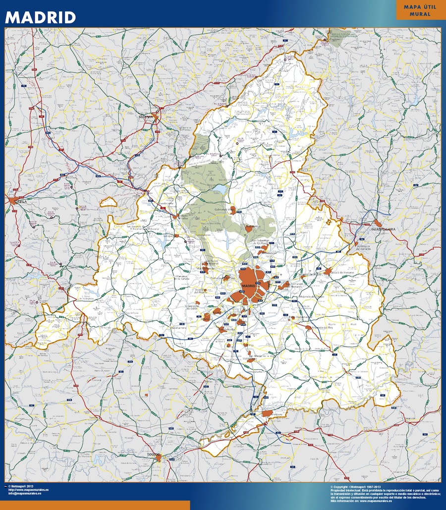 Mapa de Comunidad Madrid plastificado gigante