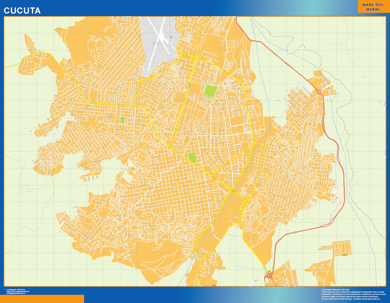 Mapa de Cucuta en Colombia plastificado gigante