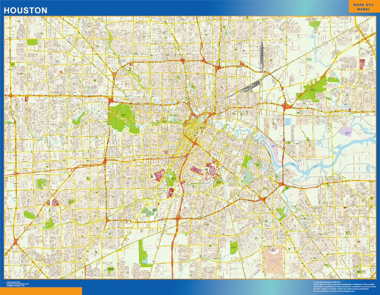 Mapa de Houston plastificado gigante