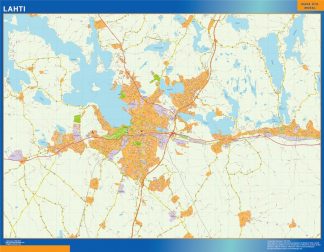 Mapa de Lahti en Finlandia plastificado gigante