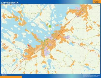 Mapa de Lappeenrata en Finlandia plastificado gigante