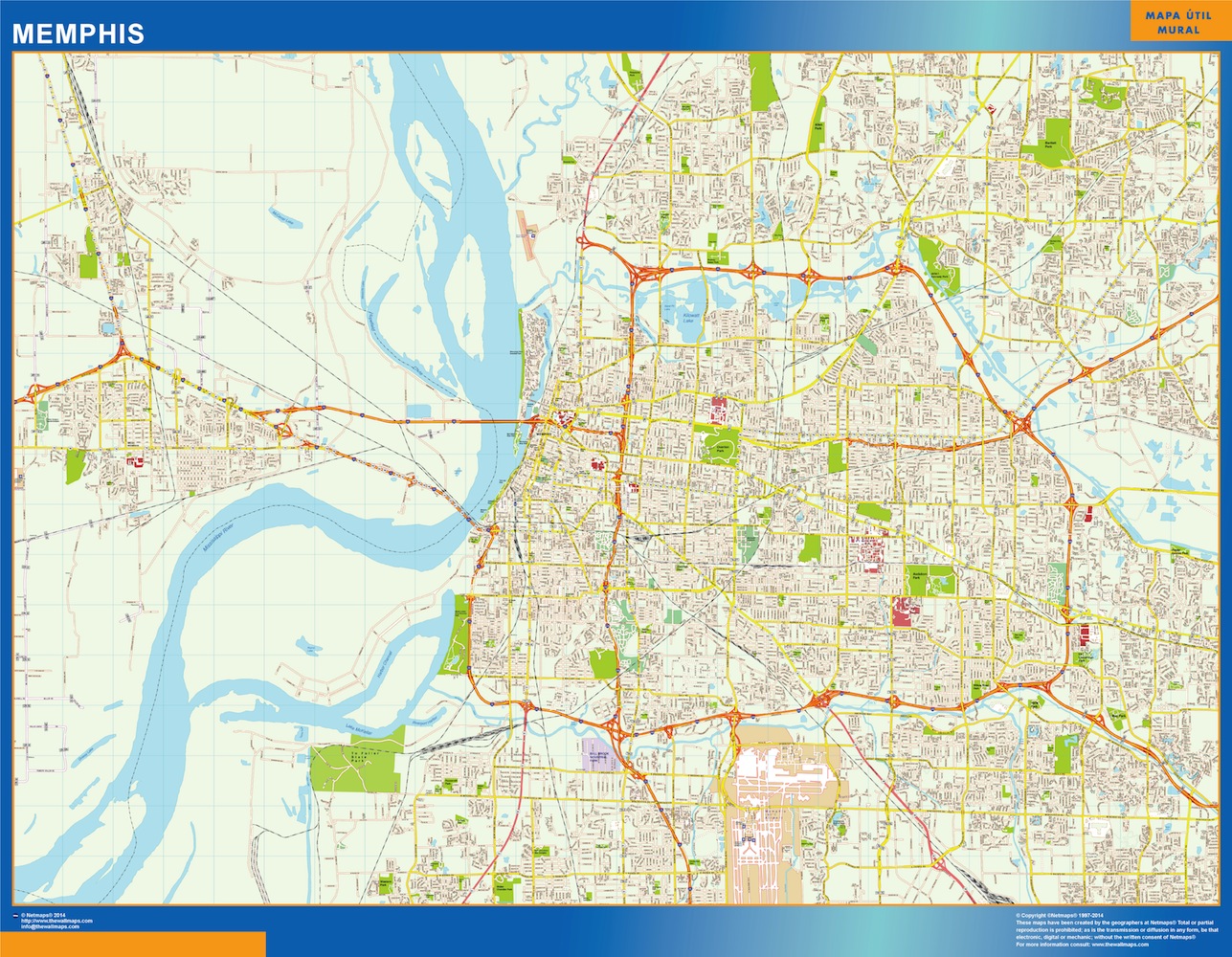 Mapa de Memphis plastificado gigante
