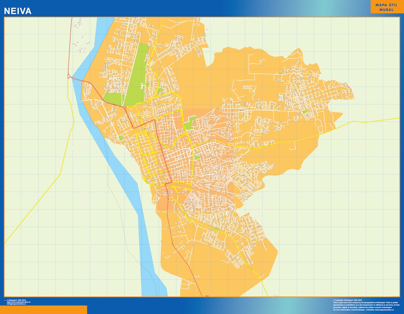Mapa de Neiva en Colombia plastificado gigante