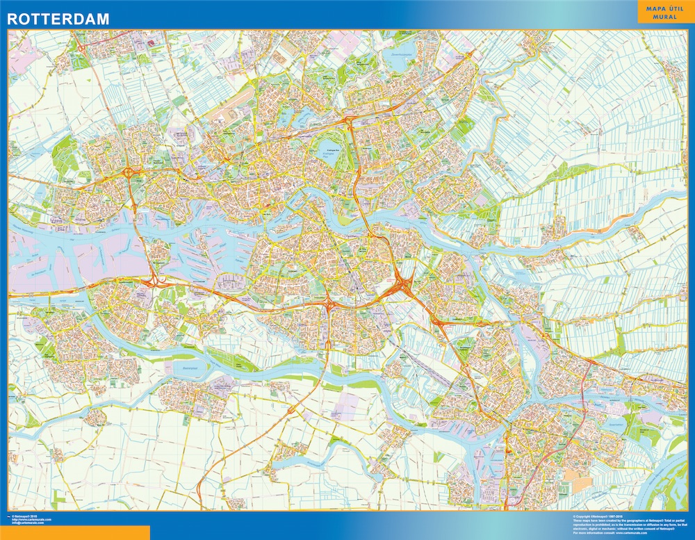 Mapa de Rotterdam plastificado gigante