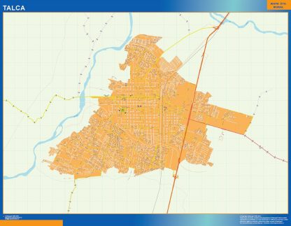 Mapa de Talca en Chile plastificado gigante