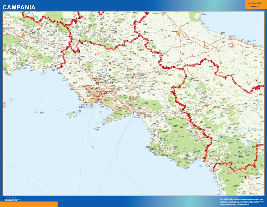 Mapa región Campania plastificado gigante