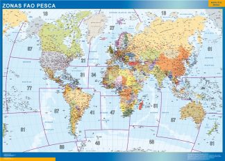 Mapamundi Fao Areas Pesca plastificado gigante
