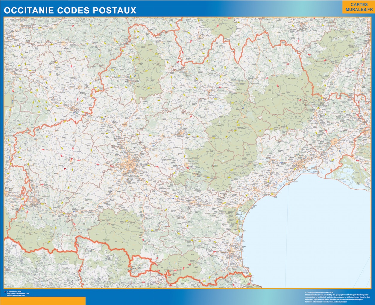 Región OccitanIe codigos postales plastificado gigante