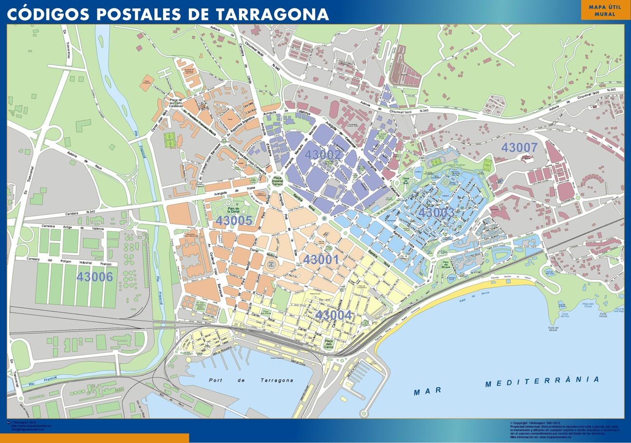 Tarragona códigos postales plastificado gigante